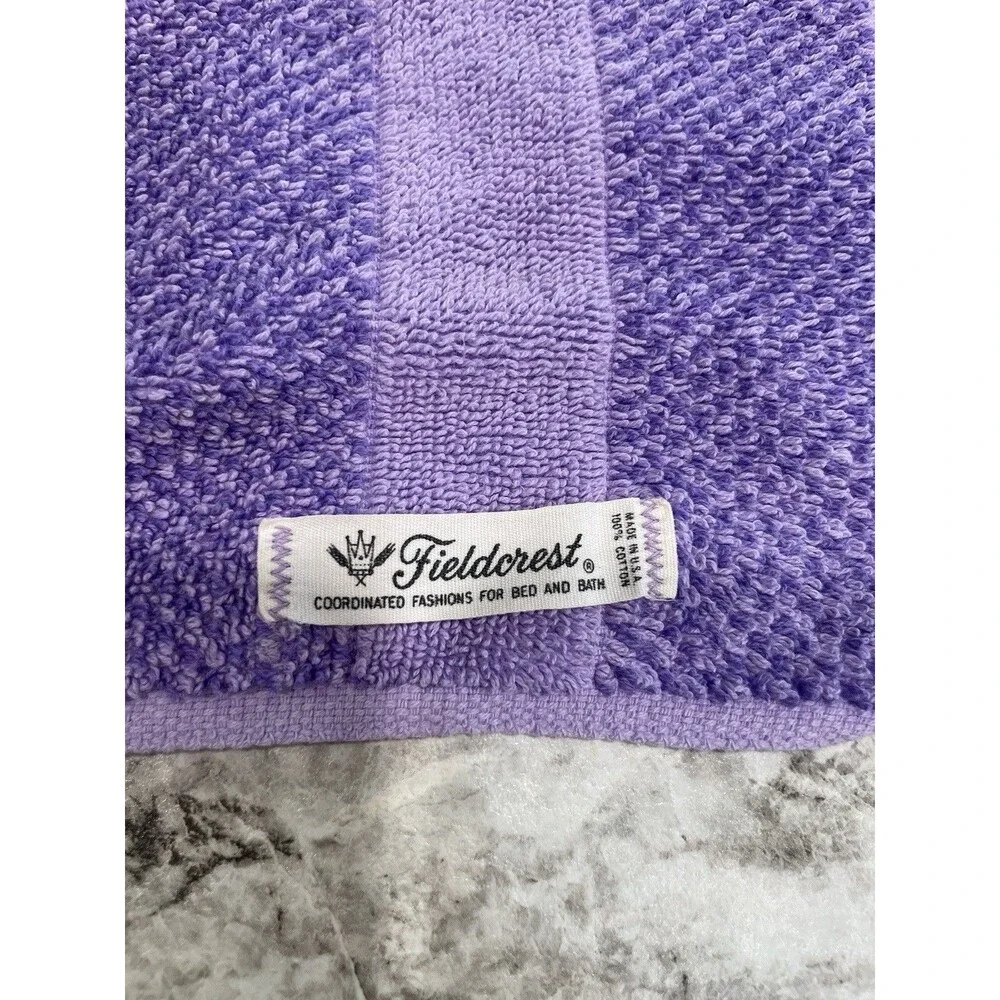 Fieldcrest Purple Cloth Cotton Fringe Towels 3 Piece Set Hand Bath MCM Vintage